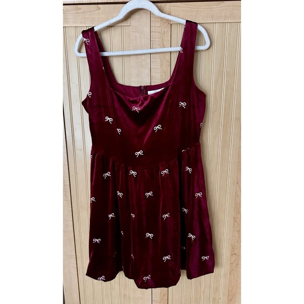 Altar'd State Burgundy Trinity Velvet Bubble Dress Size XL Burgundy valentines - Picture 5 of 8